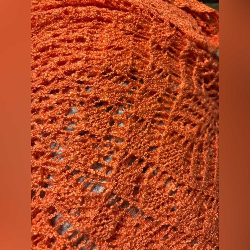 Heyson Vibrant Orange Open-Front Crochet Cardigan - Picture 9 of 9